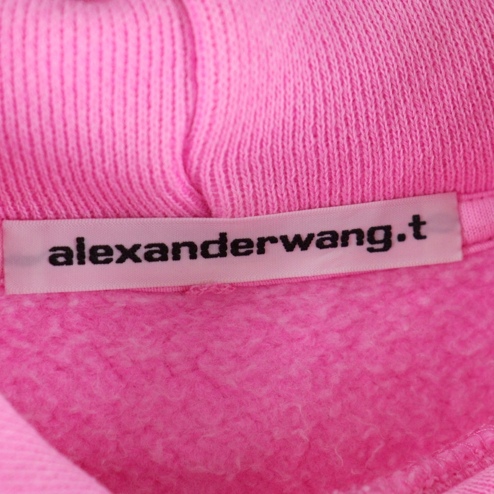 ALEXANDER WANG(アレキサンダーワン) Structured Terry Puff Logo Hoodie プルオーバースウェットパーカー フーディー ピンク 4CC3222069