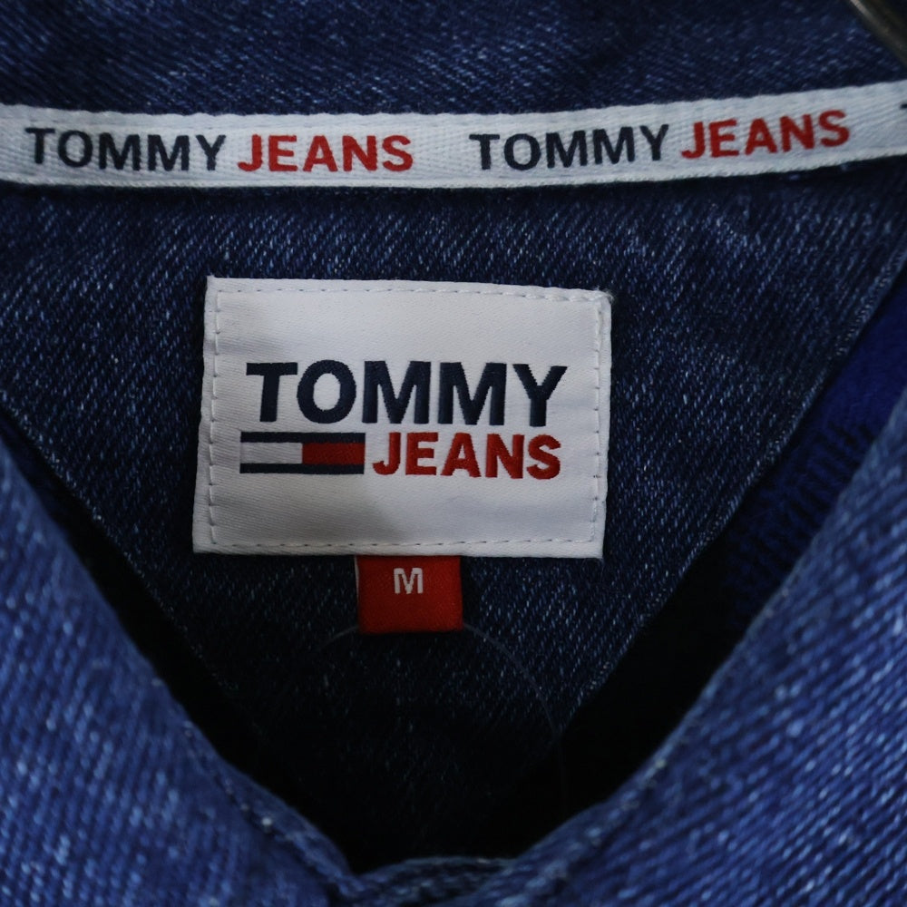 TOMMY JEANS(トミージーンズ) アシンメトリー ドッキング チェックデニム シャツジャケット ブルー