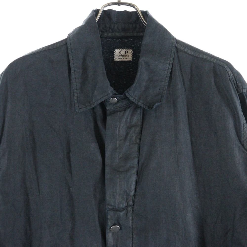 C.P. Company(シーピーカンパニー) ZIP FLIGHT JACKET リネン ジップアップ フライトジャケット ネイビー