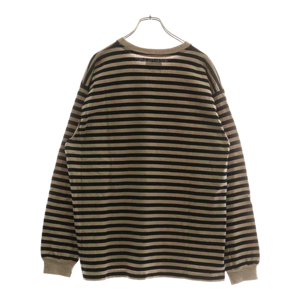 DESCENDANT(ディセンダント) ボーダーデザイン クルーネック 長袖Tシャツ ベージュ/ブラック