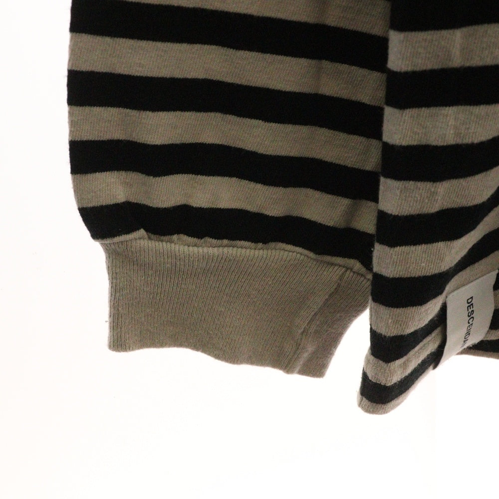 DESCENDANT(ディセンダント) ボーダーデザイン クルーネック 長袖Tシャツ ベージュ/ブラック