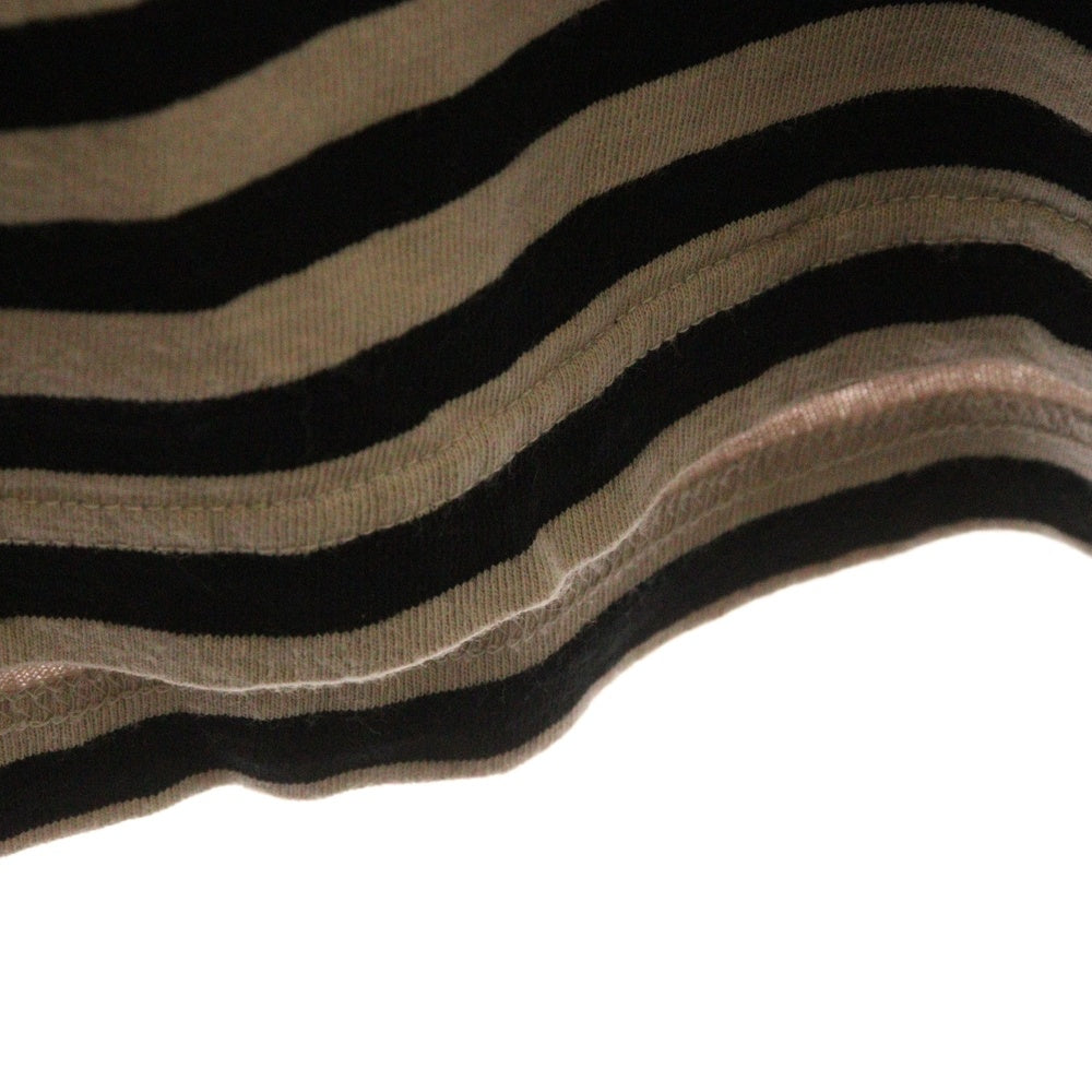 DESCENDANT(ディセンダント) ボーダーデザイン クルーネック 長袖Tシャツ ベージュ/ブラック