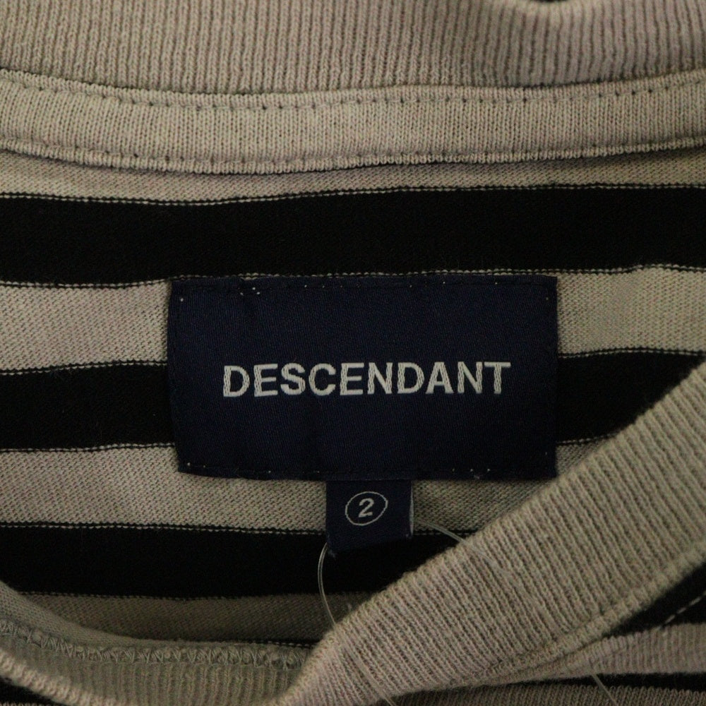 DESCENDANT(ディセンダント) ボーダーデザイン クルーネック 長袖Tシャツ ベージュ/ブラック