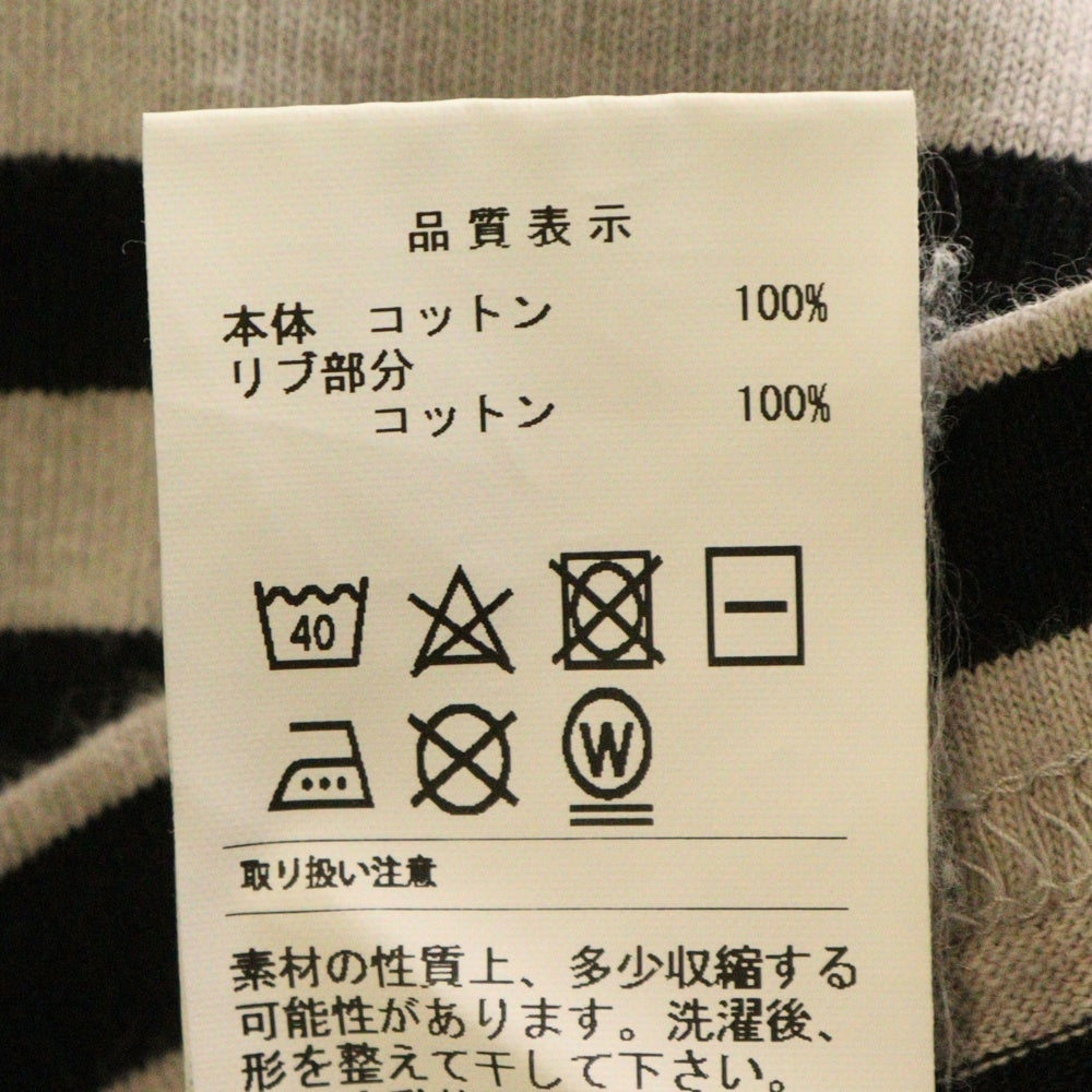 DESCENDANT(ディセンダント) ボーダーデザイン クルーネック 長袖Tシャツ ベージュ/ブラック