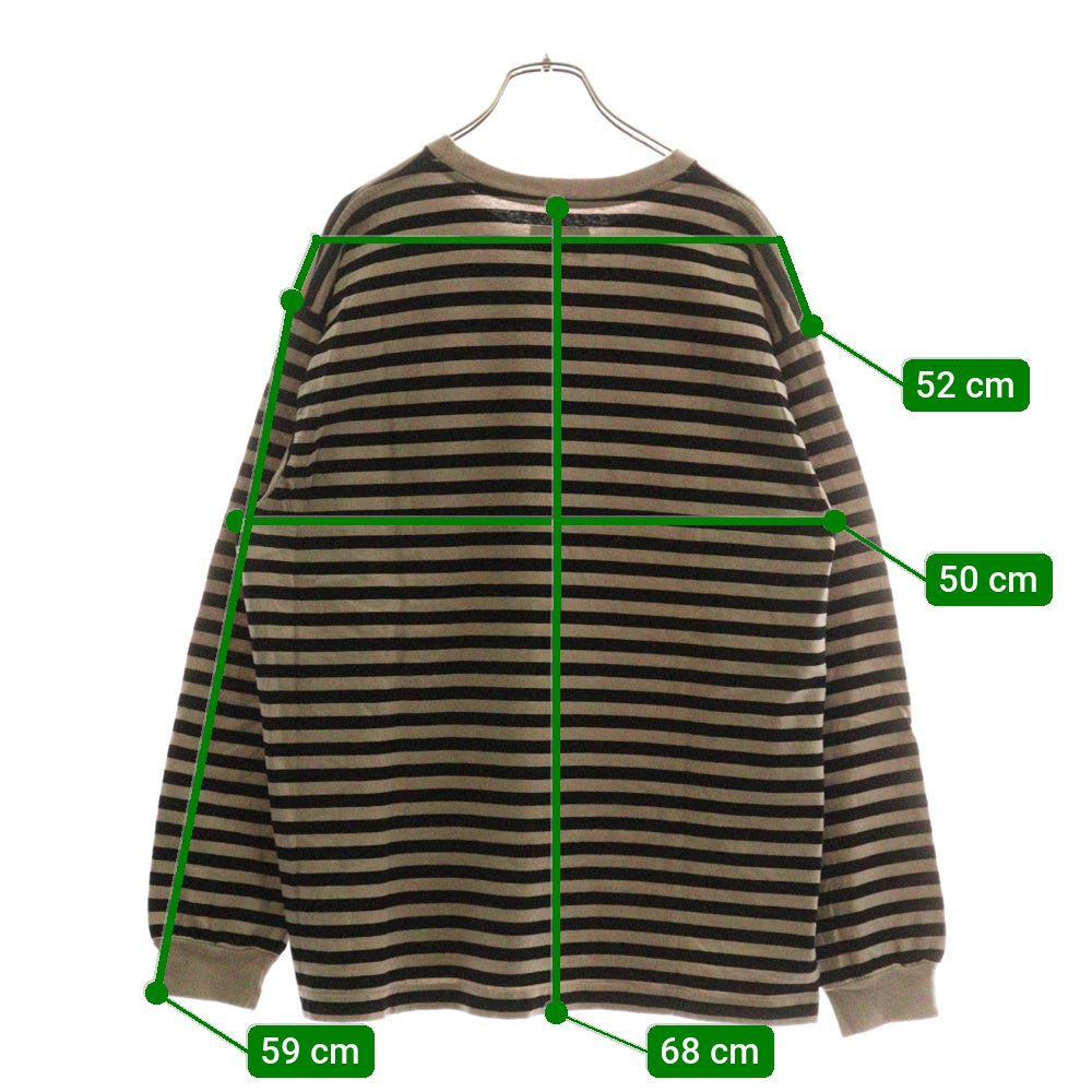 DESCENDANT(ディセンダント) ボーダーデザイン クルーネック 長袖Tシャツ ベージュ/ブラック