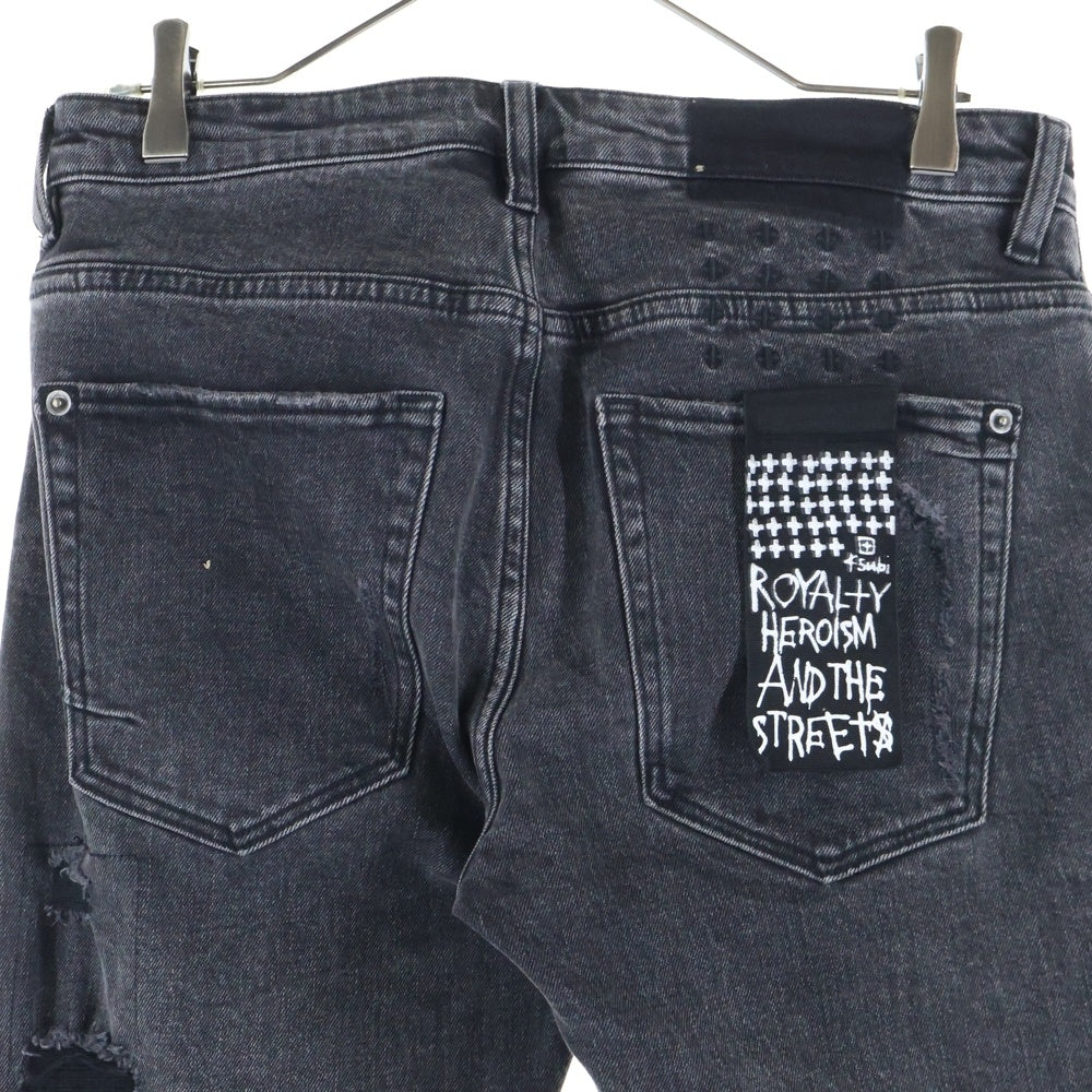 KSUBI(スビ) VAN WINKLE BLACK DYNAMITE TRASH ダメージ加工 ストレートデニムパンツ ジーンズ ブラック 5000005761-001