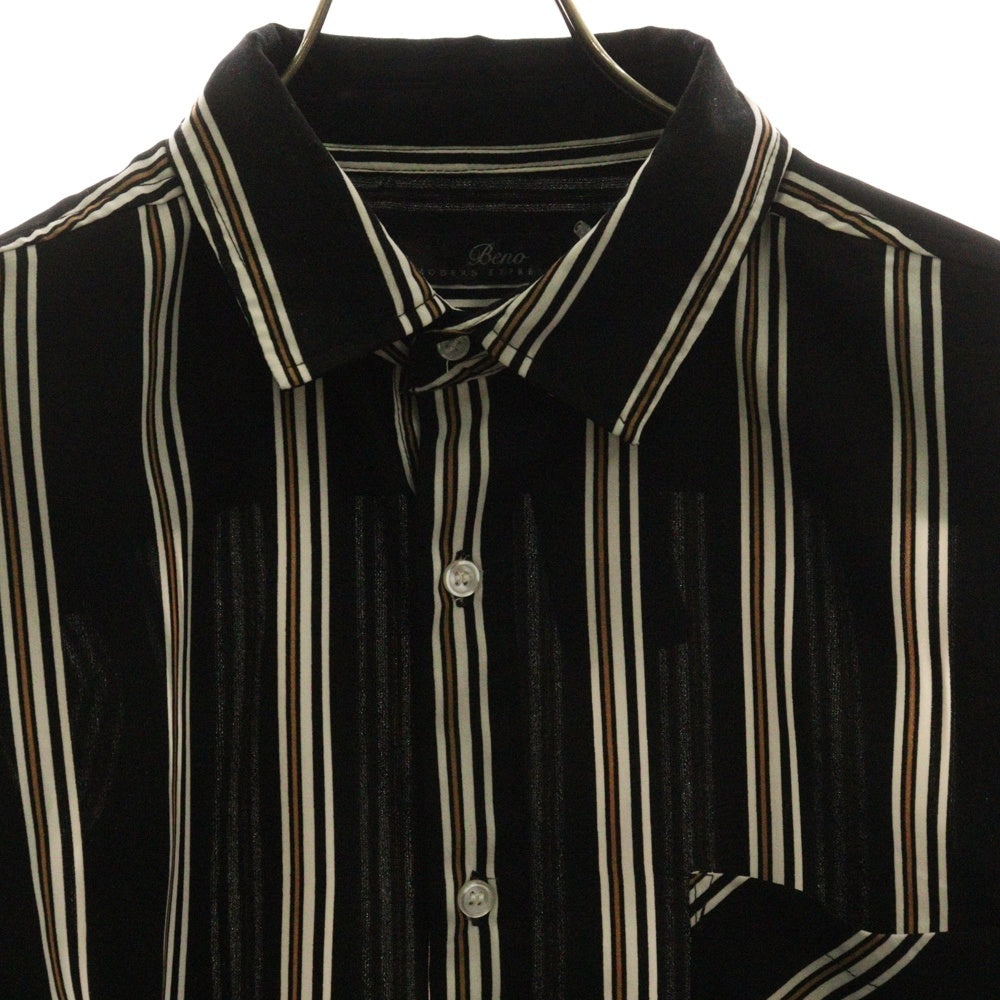 NO BRAND(ノーブランド) ストライプ長袖シャツ ブラック