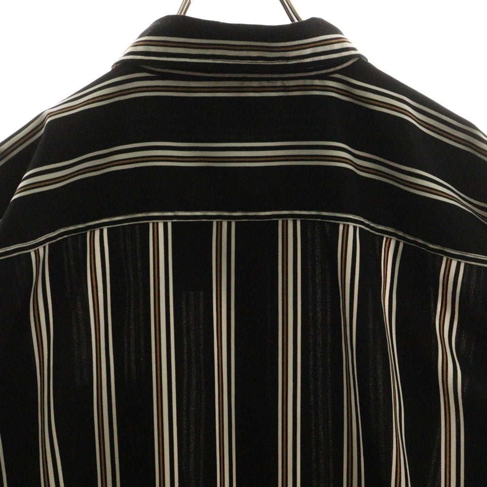 NO BRAND(ノーブランド) ストライプ長袖シャツ ブラック