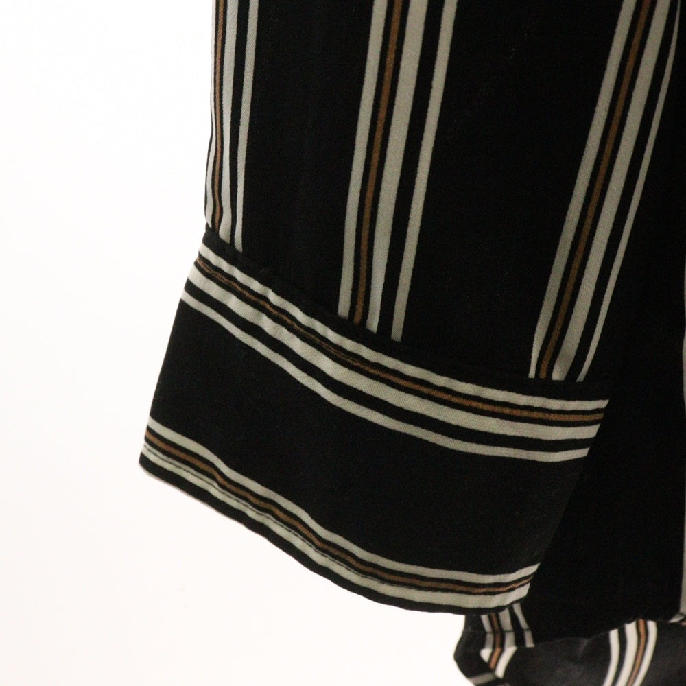 NO BRAND(ノーブランド) ストライプ長袖シャツ ブラック