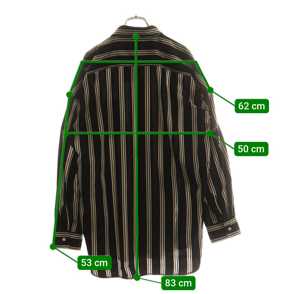 NO BRAND(ノーブランド) ストライプ長袖シャツ ブラック