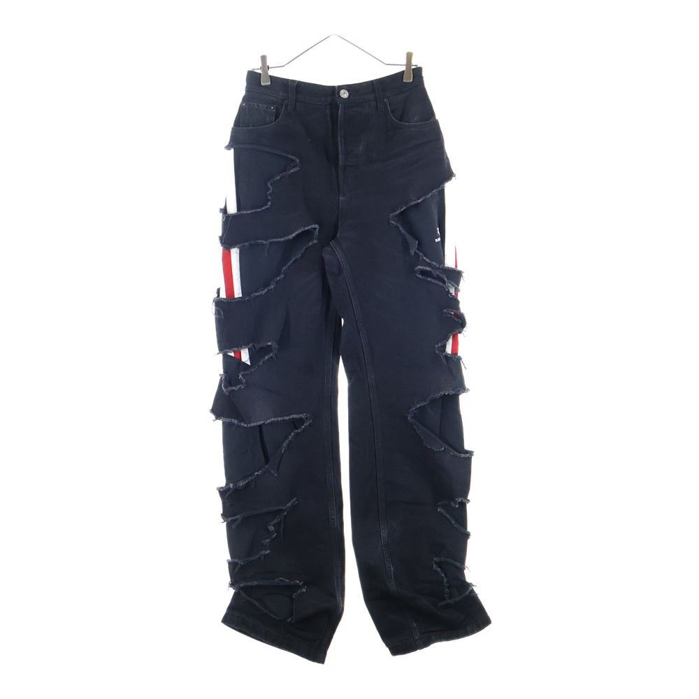 BALENCIAGA(バレンシアガ) 21AW Slashed Loose Fit Pants スラッシュド ルーズフィットデニムパンツ ブラック 662764 TBP47