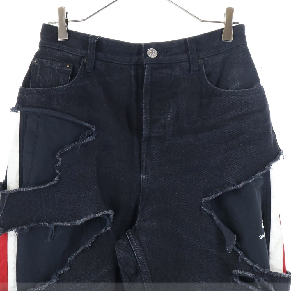 BALENCIAGA(バレンシアガ) 21AW Slashed Loose Fit Pants スラッシュド ルーズフィットデニムパンツ ブラック 662764 TBP47