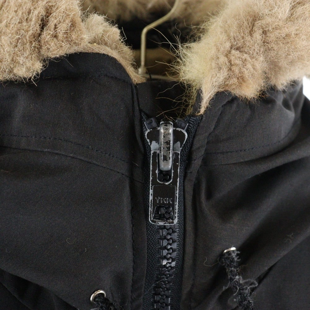 SCHOTT(ショット) Down Jacket ロゴ刺繍 ファー付きダウンジャケット ブラック