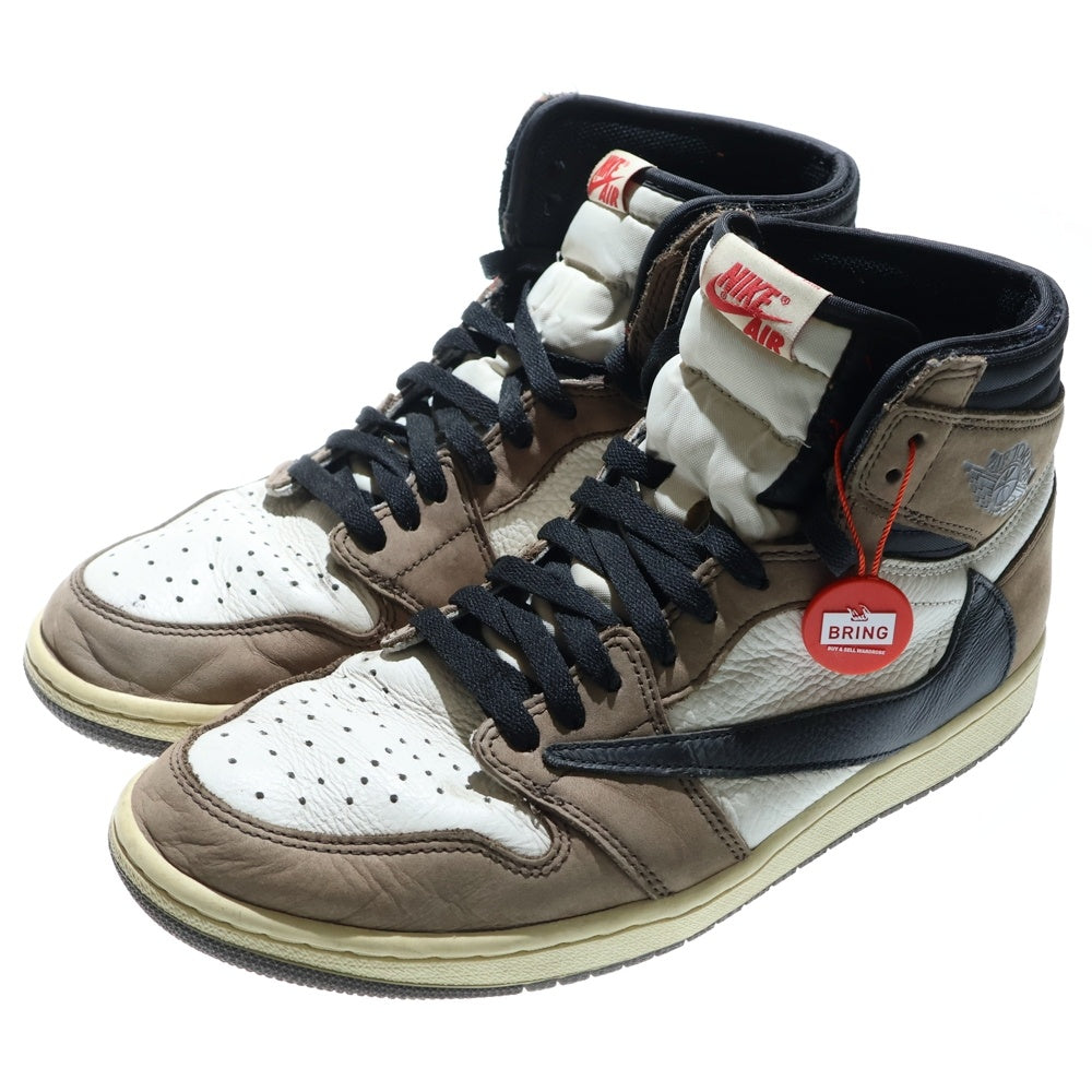 NIKE(ナイキ) ×TRAVIS SCOTT AIR JORDAN1 HIGH OG TS SP トラヴィススコット エアジョーダン1 ダークモカ ハイカットスニーカー ホワイト/ブラウン US11/29cm CD4487-100