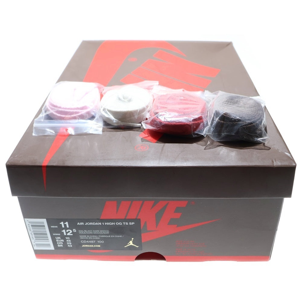 NIKE(ナイキ) ×TRAVIS SCOTT AIR JORDAN1 HIGH OG TS SP トラヴィススコット エアジョーダン1 ダークモカ ハイカットスニーカー ホワイト/ブラウン US11/29cm CD4487-100