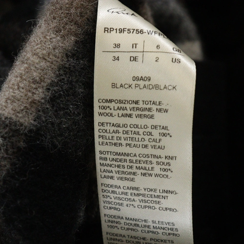 Rick Owens(リックオウエンス) 19AW Asymmetric Check Coat アシンメトリーチェックコート ブラウン RP19F5756-WFPLCW