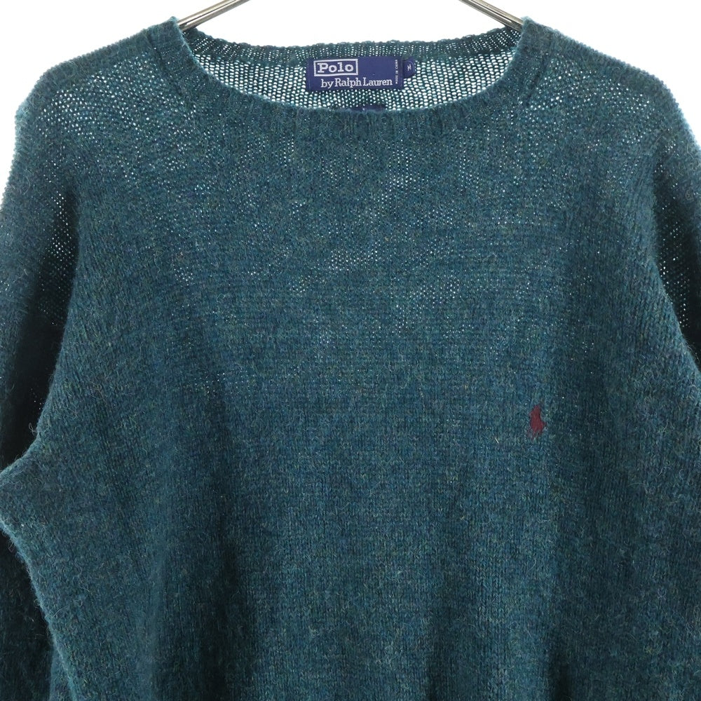 POLO RALPH LAUREN(ポロラルフローレン) Knit sweater ロゴ刺繍 クルーネック ウールニットセーター グリーン