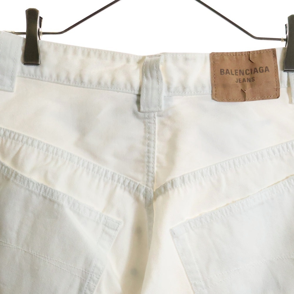 BALENCIAGA(バレンシアガ) Baggy Pants ダメージ加工 ワイドバギーパンツ ホワイト 824299 TSW68