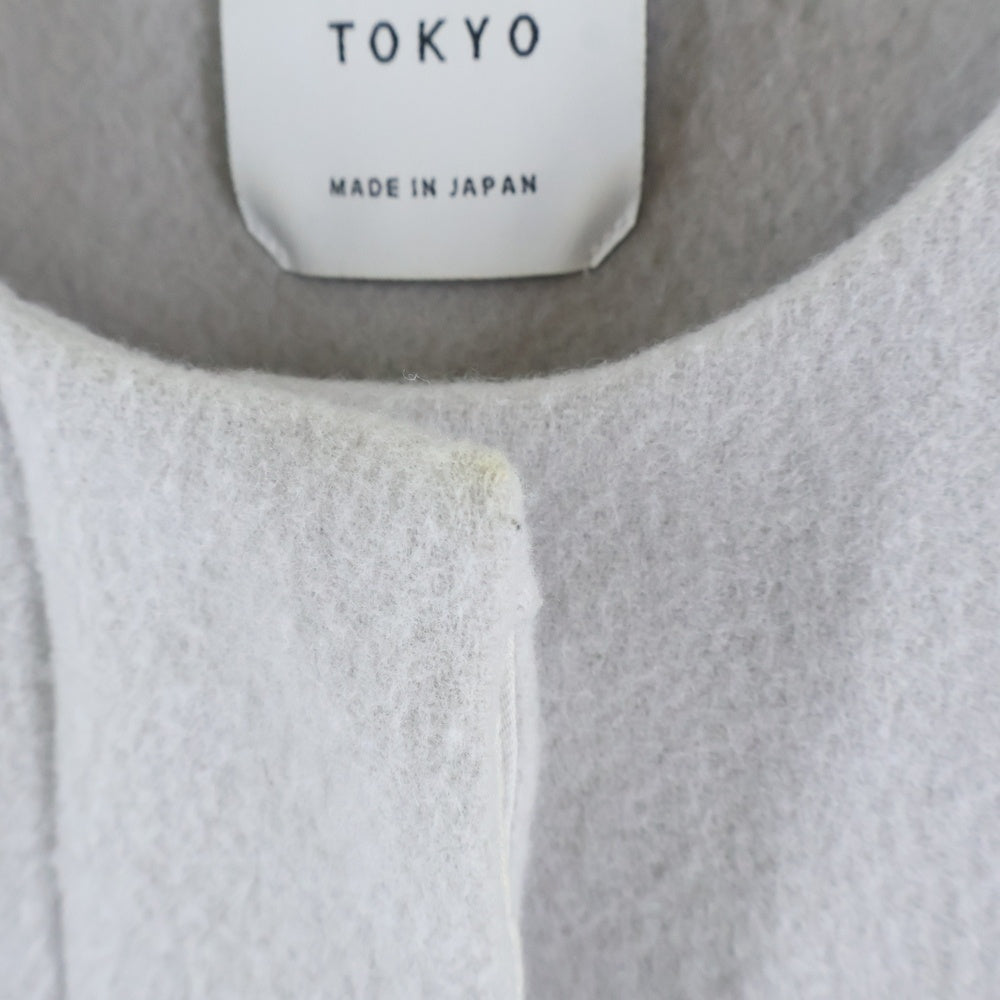 UNITED TOKYO(ユナイテッド トウキョウ) バックチェックフレアコート ノーカラーロングコート グレー レディース 142651003