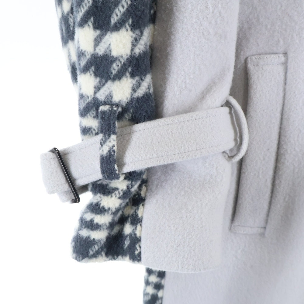 UNITED TOKYO(ユナイテッド トウキョウ) バックチェックフレアコート ノーカラーロングコート グレー レディース 142651003