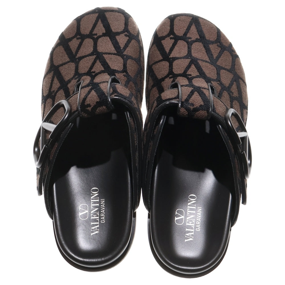 VALENTINO GARAVANI(ヴァレンチノガラヴァーニ) SLIPPERS 総柄ロゴ スリッポン サンダル ミュール ブラウン 3Y2S0H14
