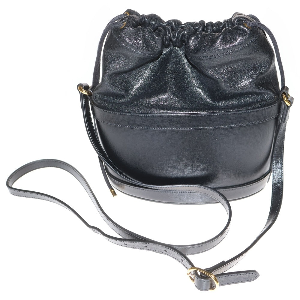 GUCCI(グッチ) Horsebit bucket Bag ホースビット レザーショルダーバッグ バケットバッグ ブラック 602118