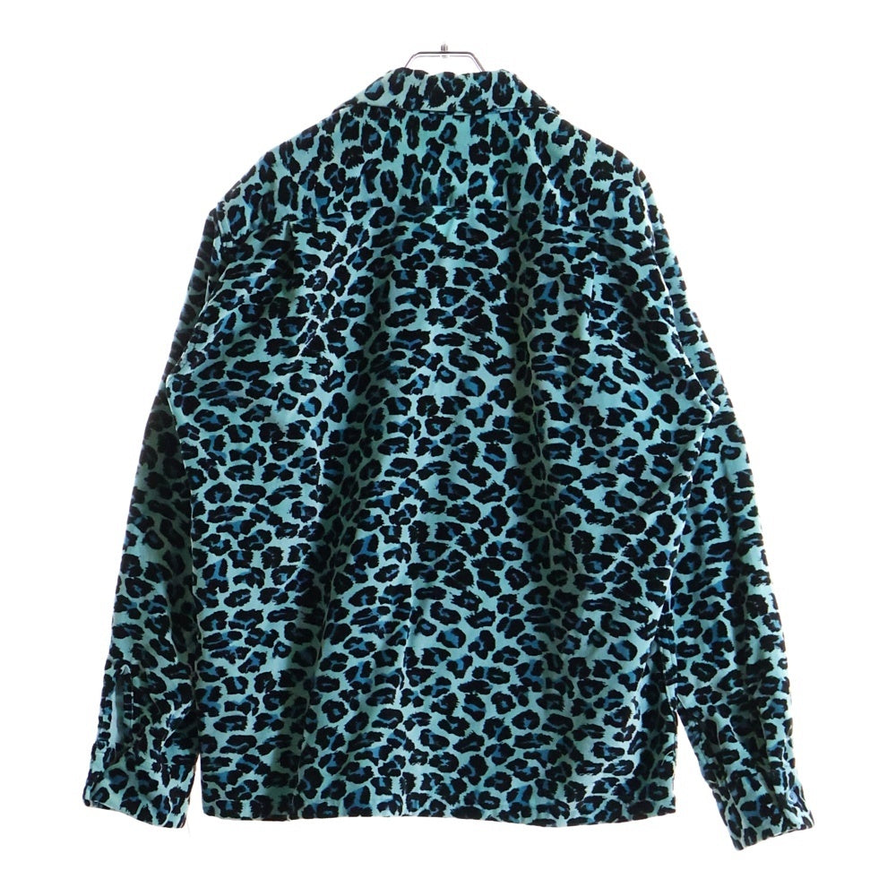 Style Eyes(スタイルアイズ) Mid 1950S Style Velveteen Sports Shirt レオパード ベロア長袖シャツ ブルー SE28973