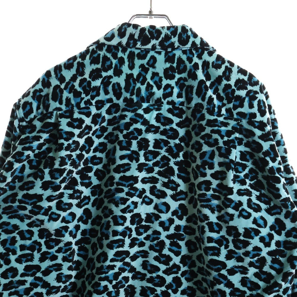 Style Eyes(スタイルアイズ) Mid 1950S Style Velveteen Sports Shirt レオパード ベロア長袖シャツ ブルー SE28973