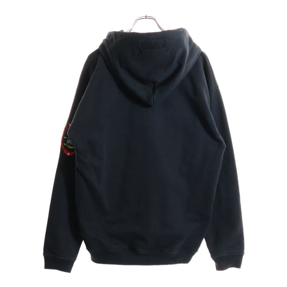 VETEMENTS(ヴェトモン) 20SS Police PatchedZzip Up Hoodie ポリスパッチ ジップアップスウェットパーカー フーディー ブラック SS20TR316