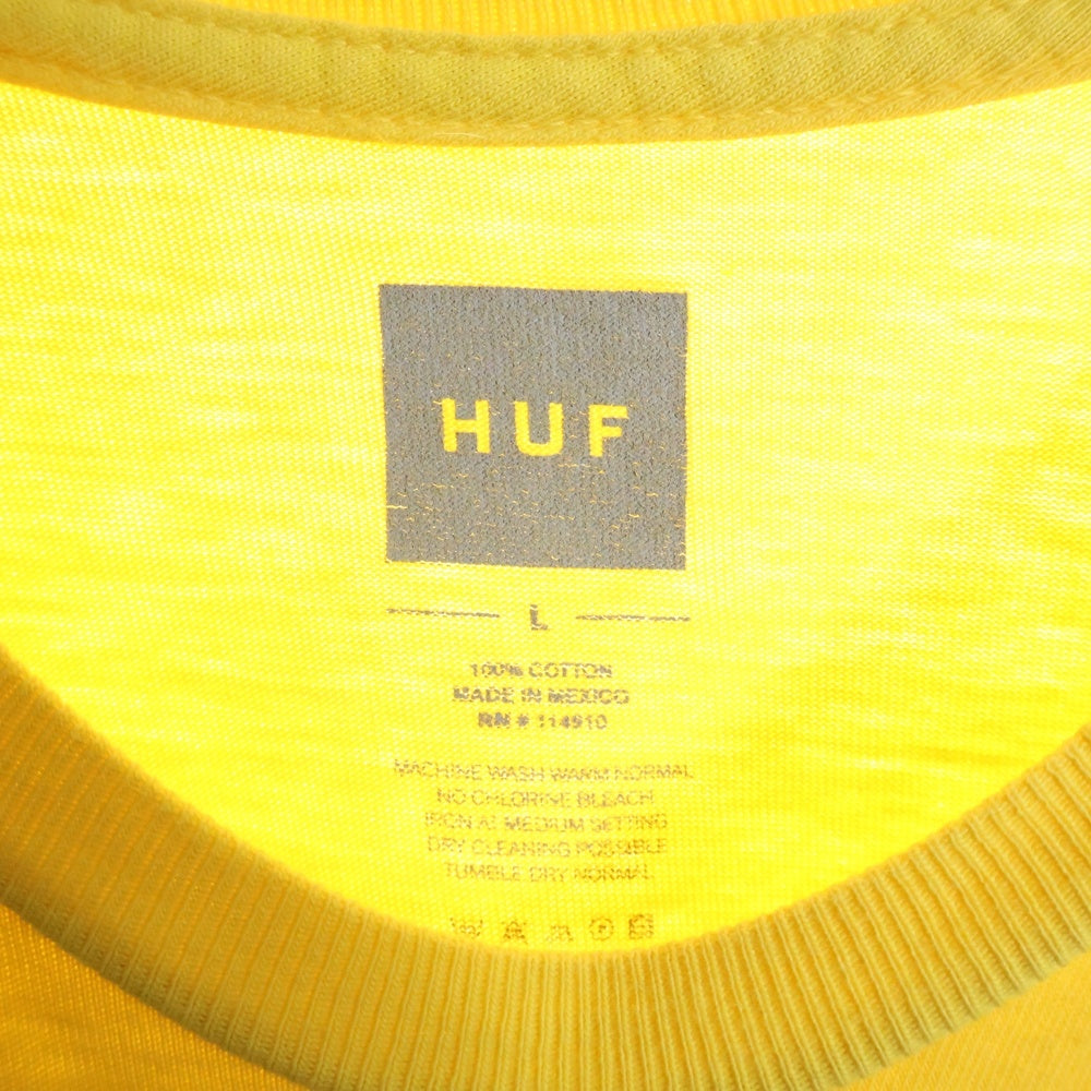 HUF(ハフ) S/S T-SHIRT ロゴプリント 半袖Tシャツ イエロー