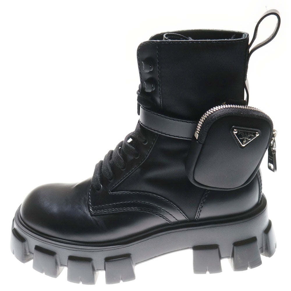 PRADA(プラダ) Monolith Combat Boots Re-Nylon モノリス リナイロン トライアングルロゴ ハイカットブーツ ブラック