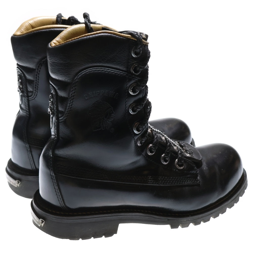 CHROME HEARTS(クロムハーツ) ×Chippewa FIREMAN CENTER ZIP チペワ ファイヤーマン センターダガージップレースアップレザーブーツ ブラック