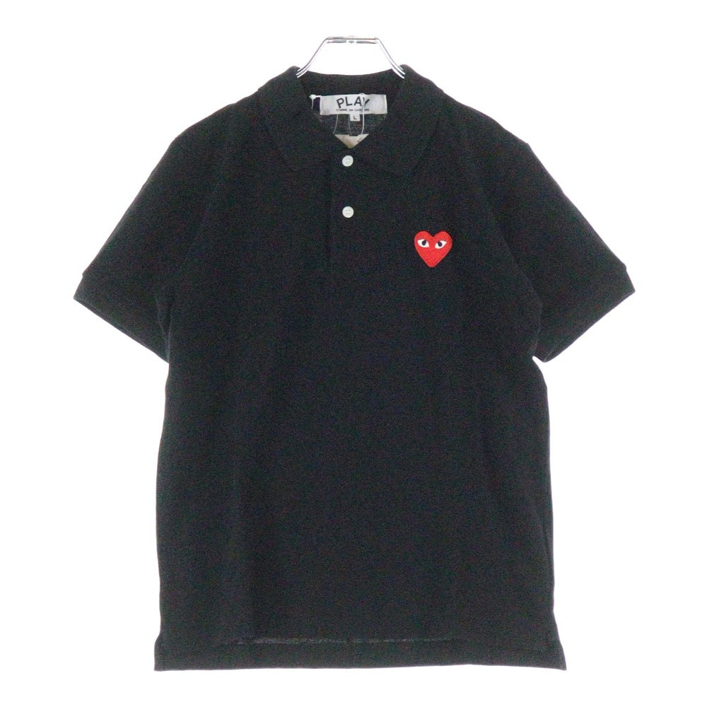 PLAY COMME des GARCONS(プレイコムデギャルソン) S/S Polo Shirt ロゴ刺繍 半袖ポロシャツ ブラック AZ-T005