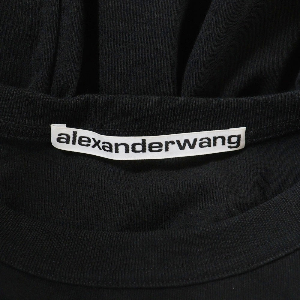 ALEXANDER WANG(アレキサンダーワン) Shrunken L/S Tee ロゴプリント長袖Tシャツ ロンT ブラック UCC2221526