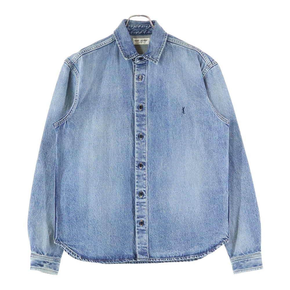 SAINT LAURENT PARIS(サンローランパリ) Cassandre Denim Shirt ロゴ刺繍 デニムシャツ デニムジャケット インディゴ 753029 Y07JA