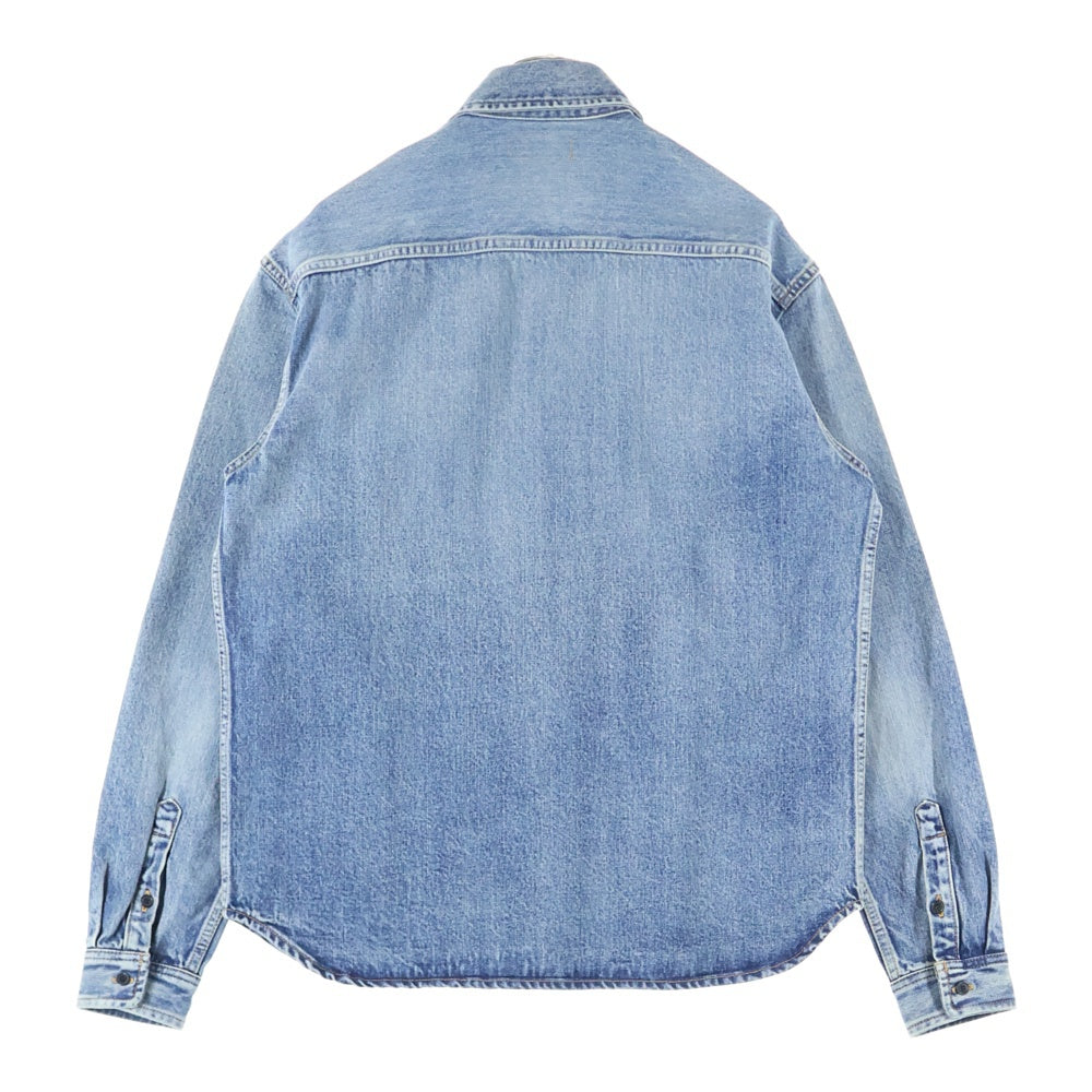 SAINT LAURENT PARIS(サンローランパリ) Cassandre Denim Shirt ロゴ刺繍 デニムシャツ デニムジャケット インディゴ 753029 Y07JA