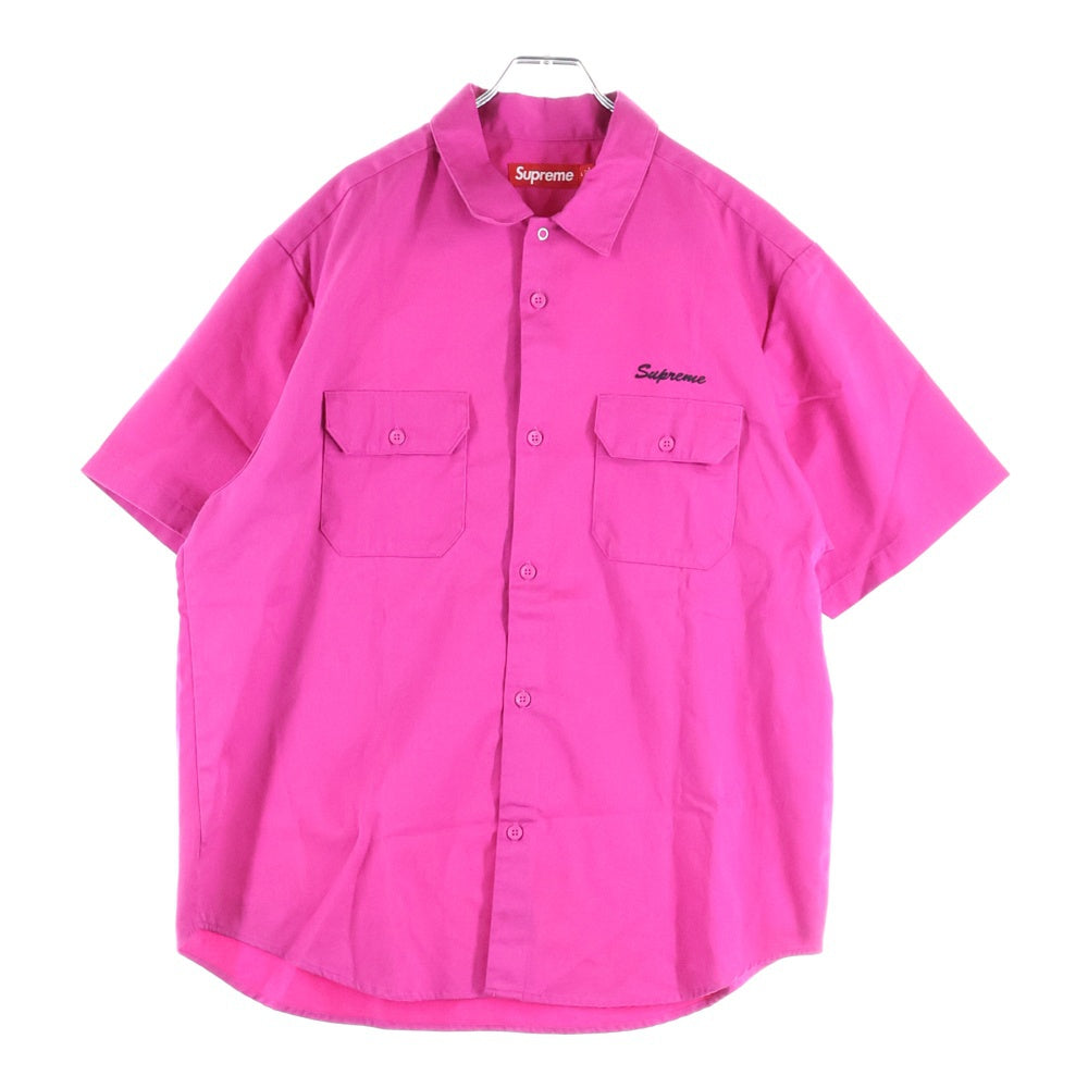 SUPREME(シュプリーム) 25SS Rhinestone Pin Up Work Shirt ラインストーンピンアップワーク 半袖シャツ ピンク