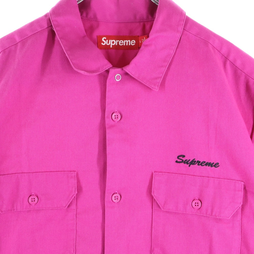 SUPREME(シュプリーム) 25SS Rhinestone Pin Up Work Shirt ラインストーンピンアップワーク 半袖シャツ ピンク