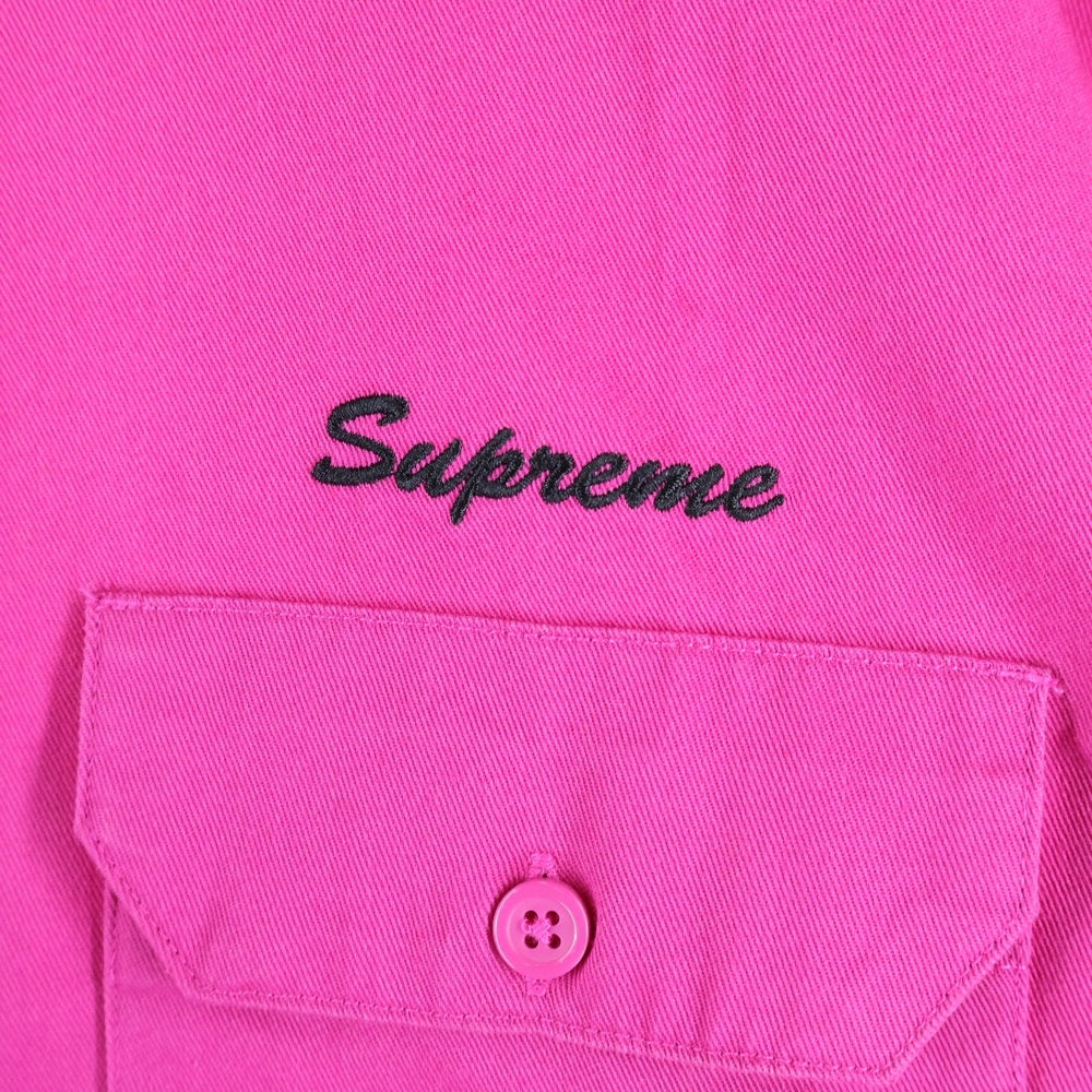 SUPREME(シュプリーム) 25SS Rhinestone Pin Up Work Shirt ラインストーンピンアップワーク 半袖シャツ ピンク