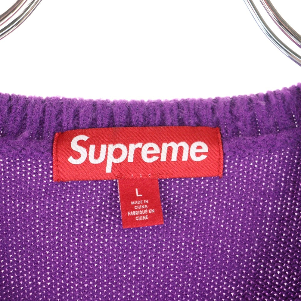 SUPREME(シュプリーム) 23AW Pilled Sweater ウールアクリルプルオーバーニット パープル