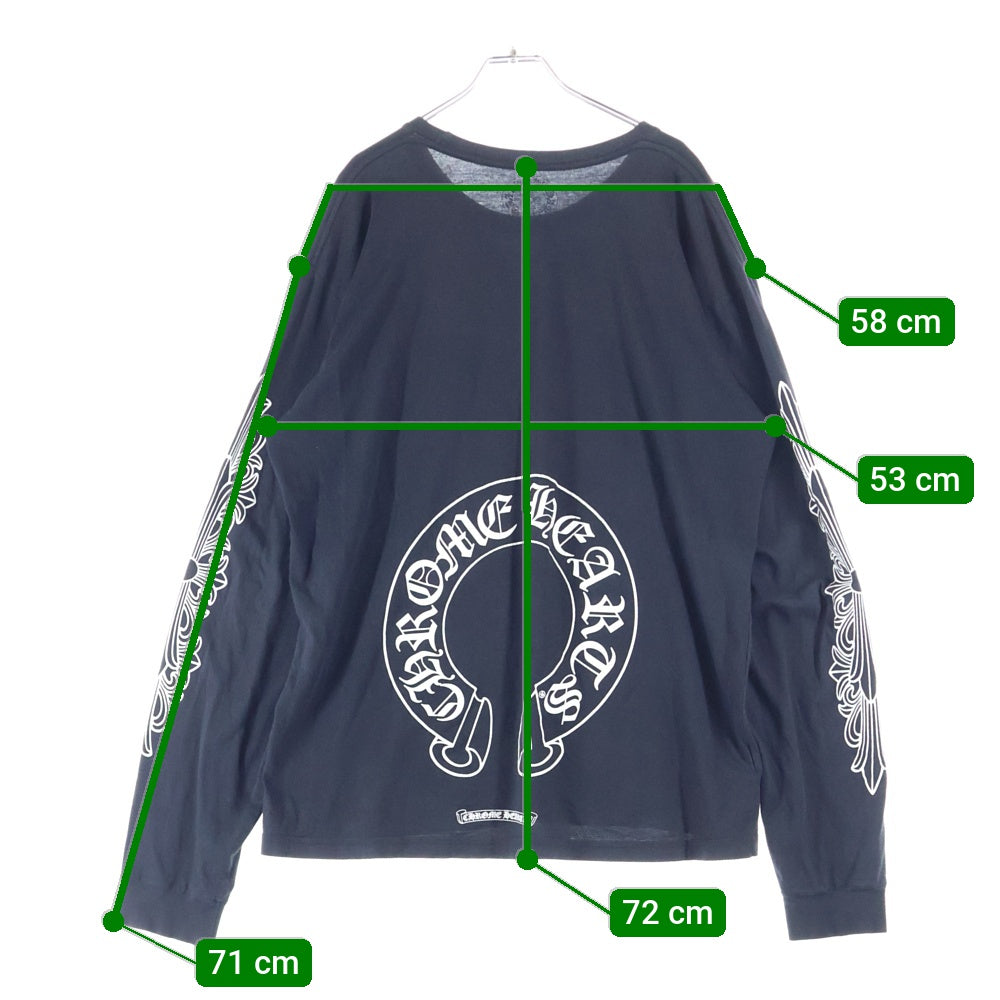 CHROME HEARTS(クロムハーツ) CH L/S T-SHIRT ホースシュープリント 長袖Tシャツ ロンT ブラック