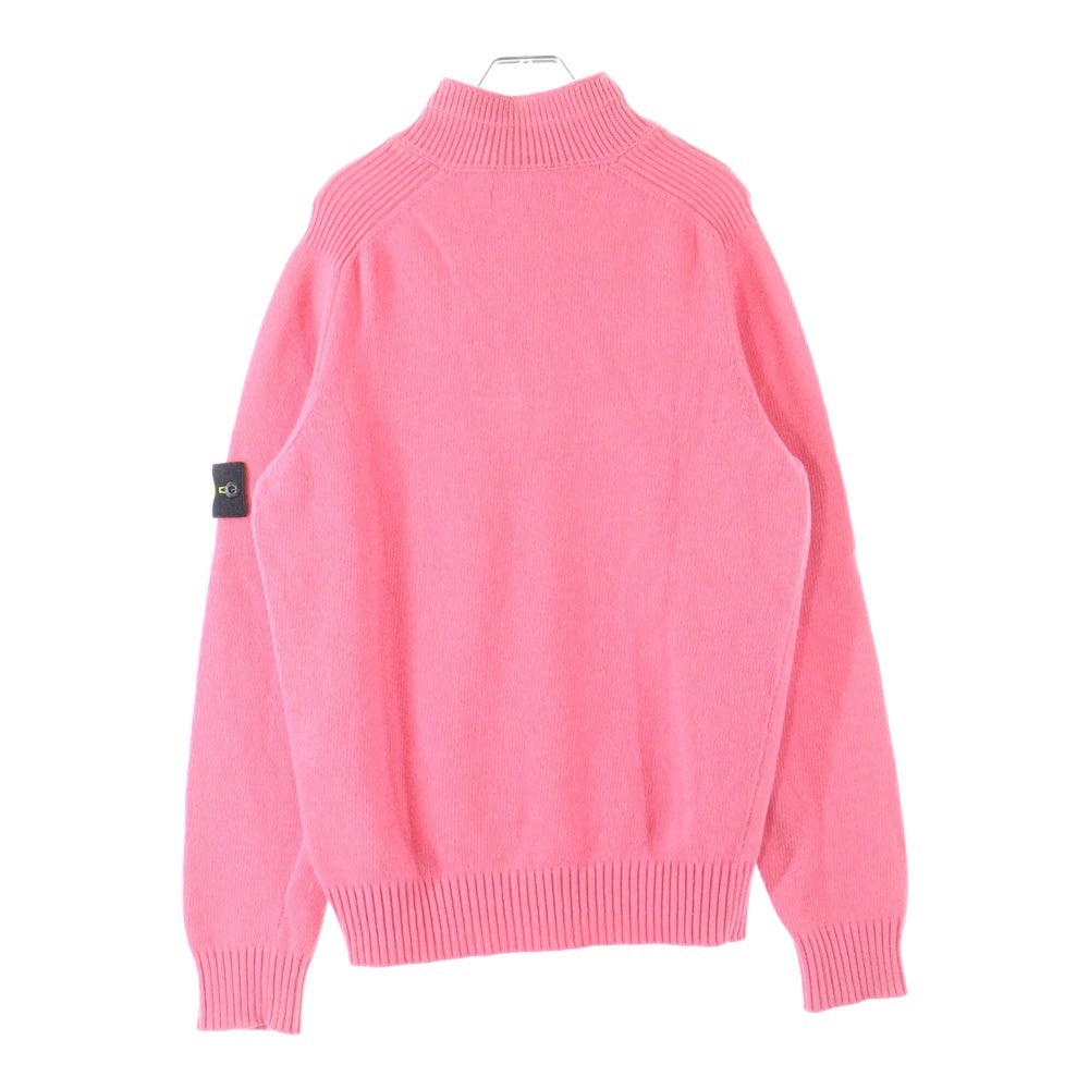 STONE ISLAND(ストーンアイランド) Funnel Neck Crew Knit Sweater ロゴワッペン ハーフジップ ハイネックニットセーター ピンク 7315532A3