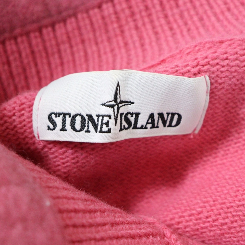 STONE ISLAND(ストーンアイランド) Funnel Neck Crew Knit Sweater ロゴワッペン ハーフジップ ハイネックニットセーター ピンク 7315532A3