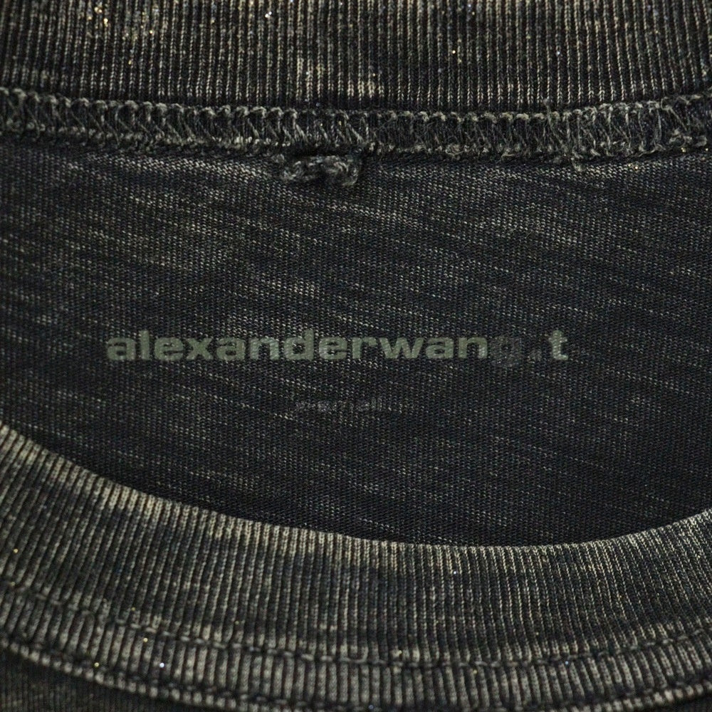 ALEXANDER WANG(アレキサンダーワン) Logo Embossed Crewneck T-Shirt ラメ加工 長袖Tシャツ グレー 4CC3231413