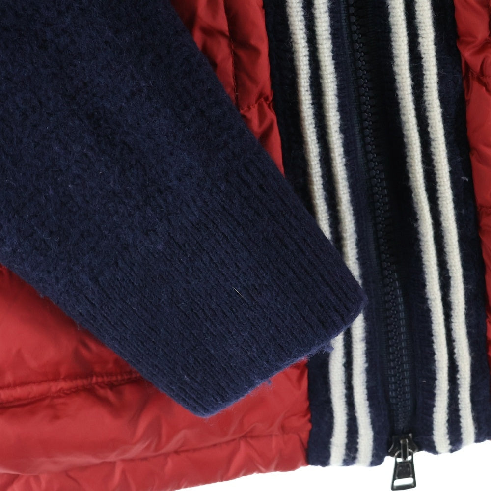 MONCLER(モンクレール) MAGLIONE TRICOT CARDIGAN ダウン切替 ジップアップニットパーカー フーディー レッド 420919404000 97338