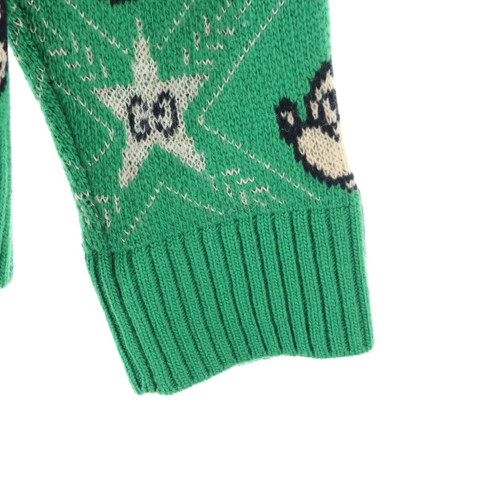 GUCCI(グッチ) ×Disney Mickey Mouse Pattern Crewneck Knitted Sweater ディズニー クルーネックウールニットセーター グリーン 601563 XKA57