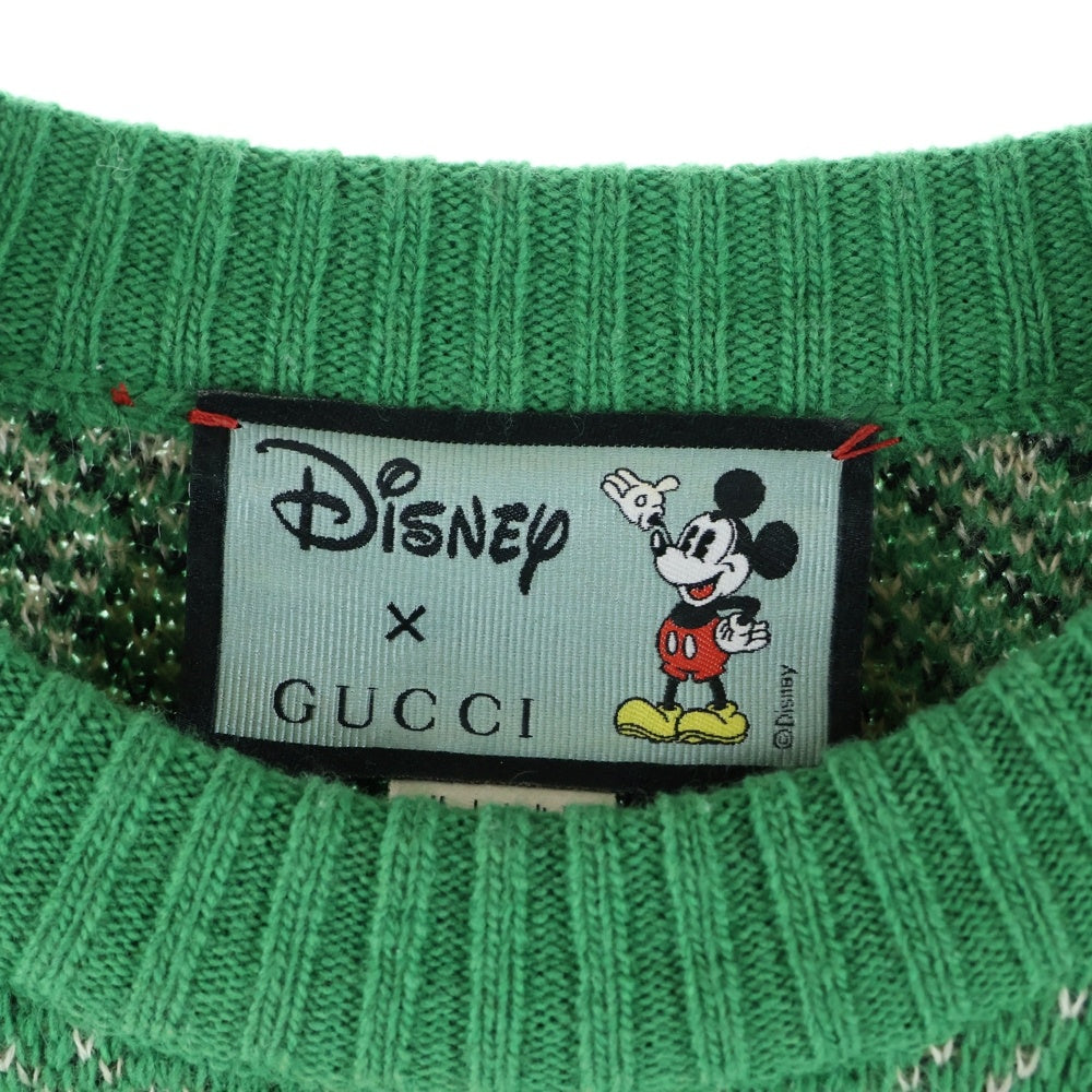 GUCCI(グッチ) ×Disney Mickey Mouse Pattern Crewneck Knitted Sweater ディズニー クルーネックウールニットセーター グリーン 601563 XKA57