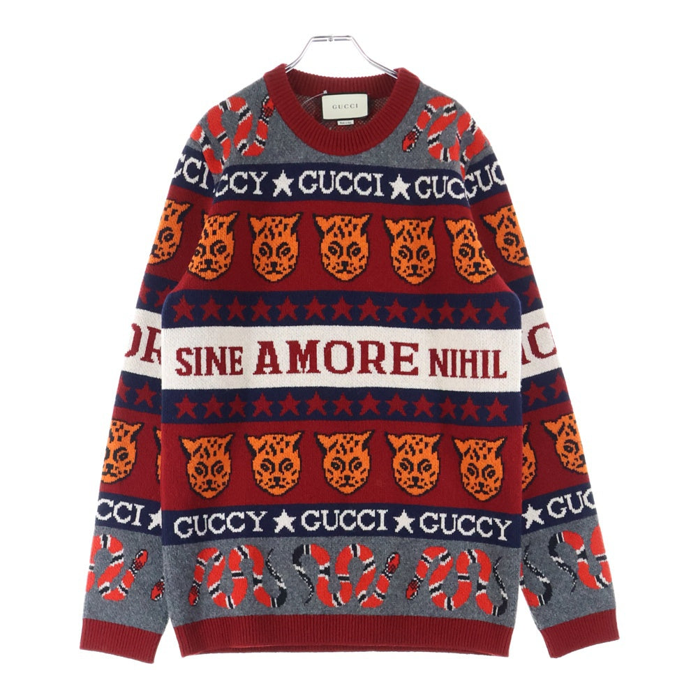 GUCCI(グッチ) 19SS Knit Sweater クルーネックニットセーター レッド 545749 XKADO