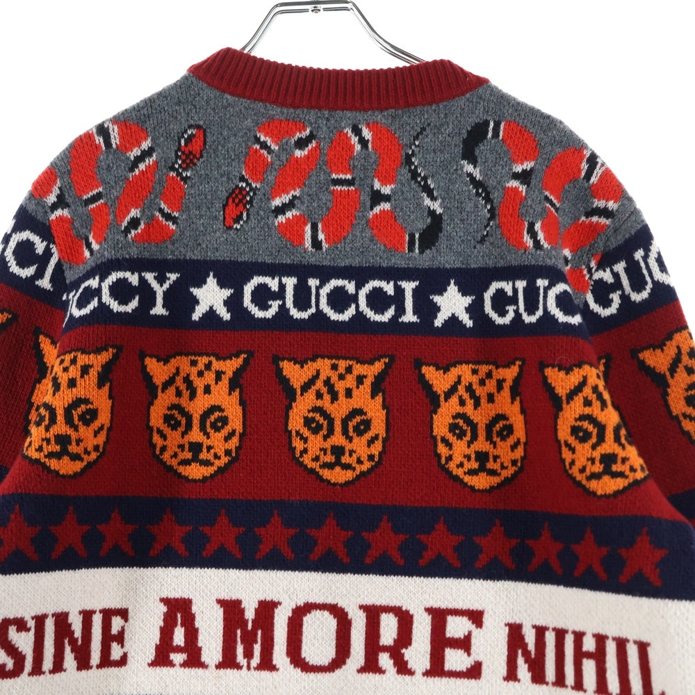 GUCCI(グッチ) 19SS Knit Sweater クルーネックニットセーター レッド 545749 XKADO