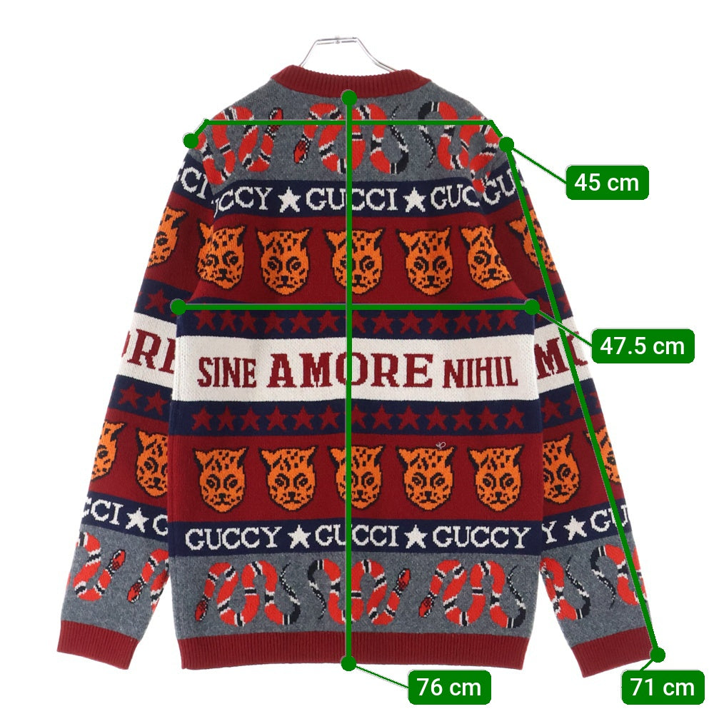 GUCCI(グッチ) 19SS Knit Sweater クルーネックニットセーター レッド 545749 XKADO